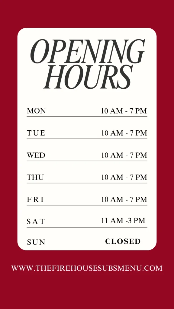 Operating Hours of Firehouse Subs Spokane