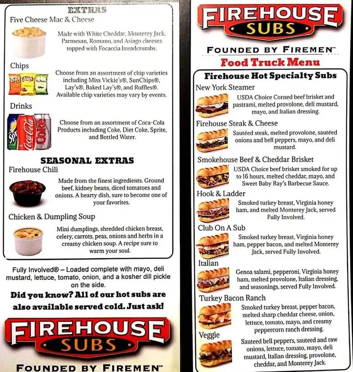 Firehouse Food Truck Menu